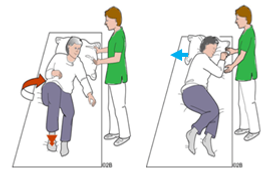 Ett diagram av en man som assisteras av en sjuksköterska.