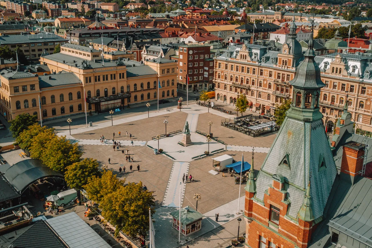 Stora torget i Sundsvall, flygfoto taget av drönare - original (569552)