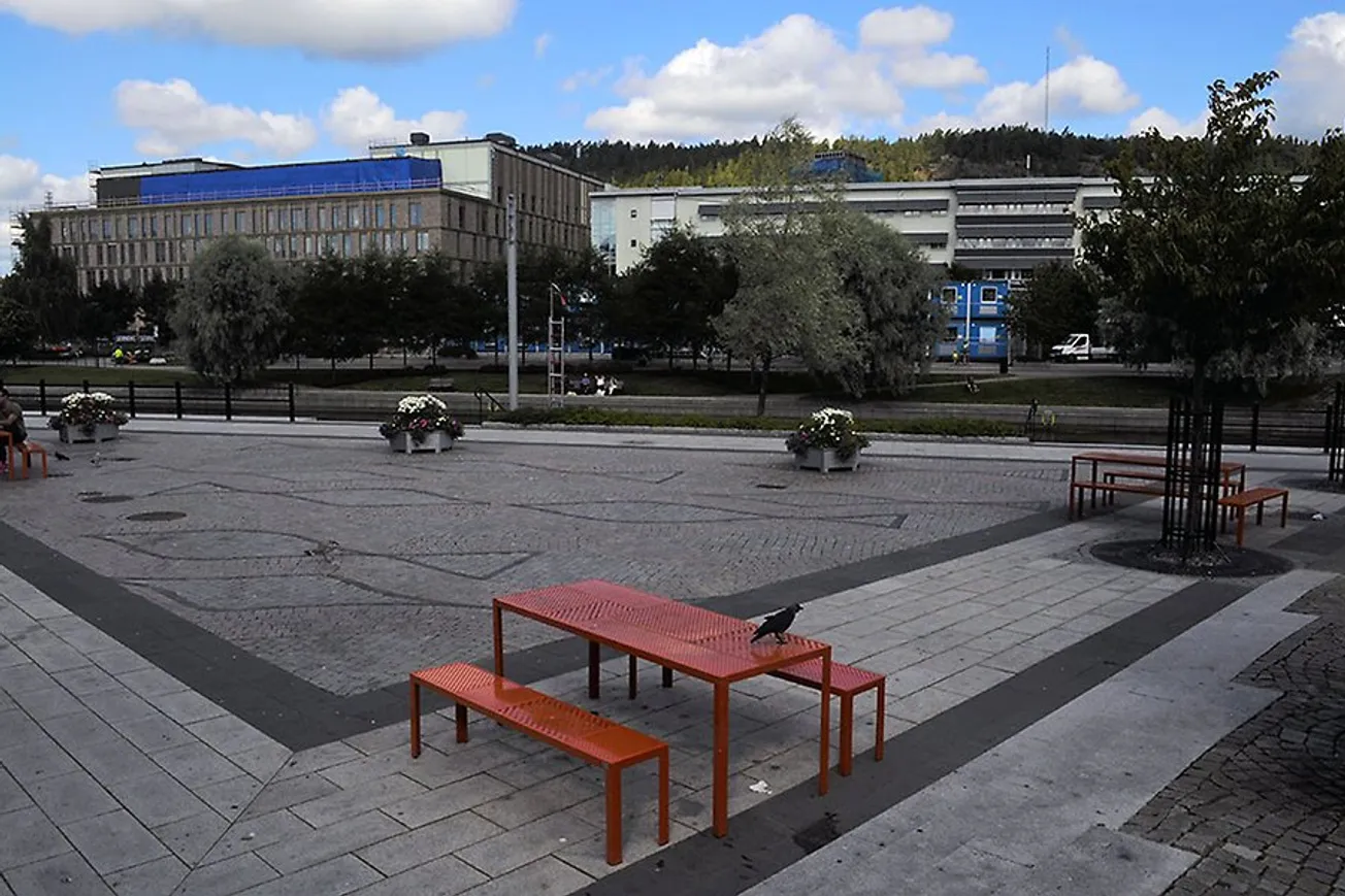 Fisktorget, längs Selångersån, i centrala Sundsvall