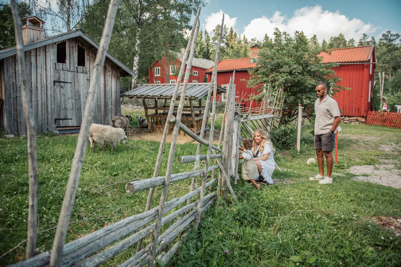 En man och en kvinna står bredvid ett trästaket.