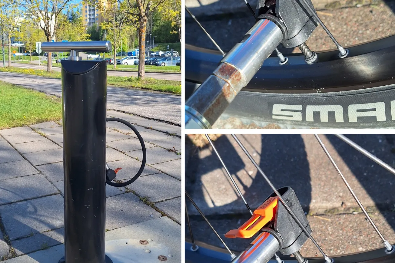 Cykelpump och ventiler.