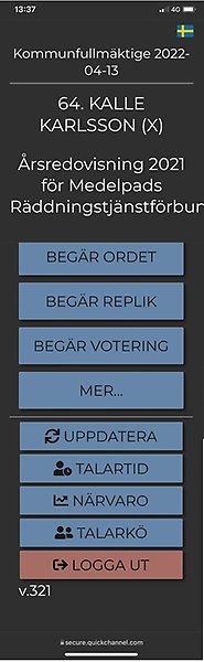 Gränssnitt som inloggad i systemet.